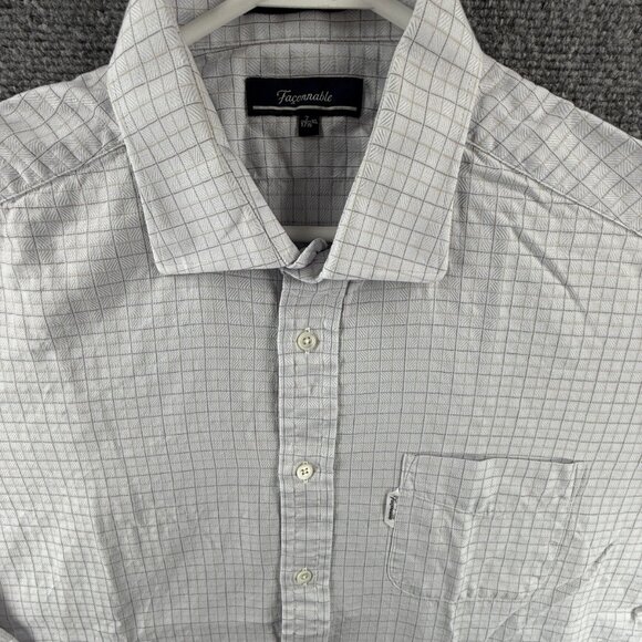 Faconnable All Cotton USA XL Check Gray Pocket Long Sleeve Shirt Men Button Up - Picture 2 of 14